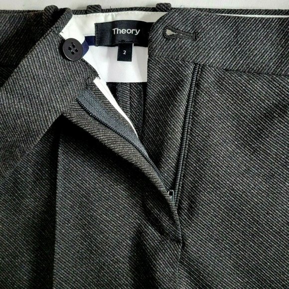 Theory Pintuck Pant Knit Twill Dark Charcoal Trousers Pleated 29X28 New Size 2 - Picture 7 of 16